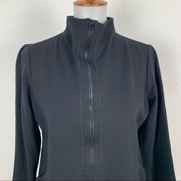 Eileen Fisher Black Zip Front Stand Collar Long Sleeve Jacket Modern Fit Medium - Picture 2 of 8